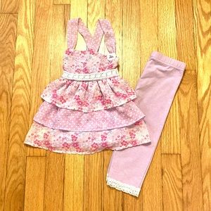 Wonder Kids Outfit Tunic Leggings Pink Purple 4T
